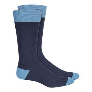 ALFATECH BY ALFANI Mens Navy Combo Color Block Ribbed Dress Crew Socks 7-12
